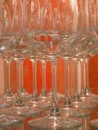lined up wine glasses