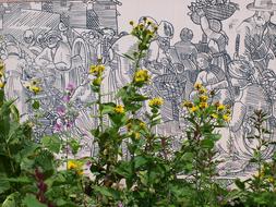 Wall Art drawing and flowers