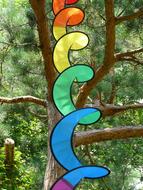 colorful spiral on wood