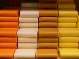 piles of fragrant soaps on the market