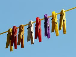 hanging colorful clothespins