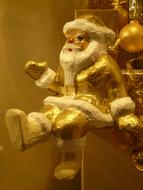 golden Santa Claus, vintage christmas decoration