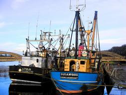 fishing ships in the harbor in Scotland