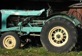 old Blue Tractor on Farm