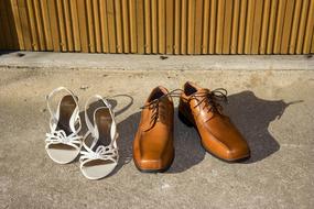 wedding sandals and groom's shoes