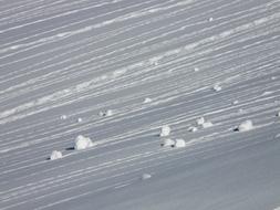 pieces of snow on a hillside