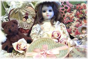 vintage dolls and teddy bear