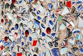 Beautiful and colorful, porcelain pieces on the sidewalk