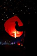 Chinese lantern with Candle in hand