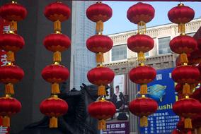 new year decorations in the form of chinese lanterns