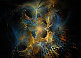 fractal orange dark blue design drawing