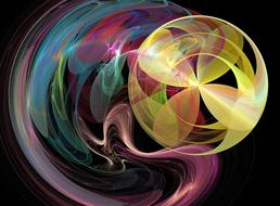 fractals in rainbow colors at darkness