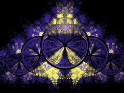 fractal blue yellow golden drawing