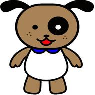 cartoon puppy with black eye