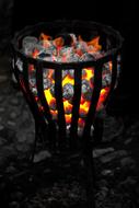 burning coal in the grill