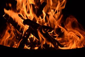 red Fire Logs Burning