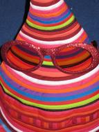 red striped Hat and red sunglasses
