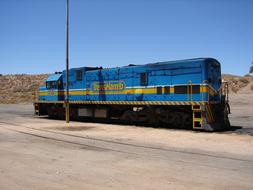 old Locomotive on rails in desert, Namibia