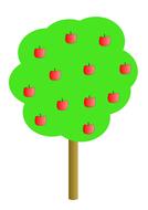 painted lonely apple tree with red apples