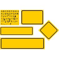 signs rectangles alaphabet yellow drawing