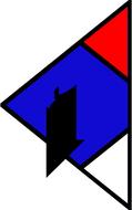 number 1 triangle blue red white drawing