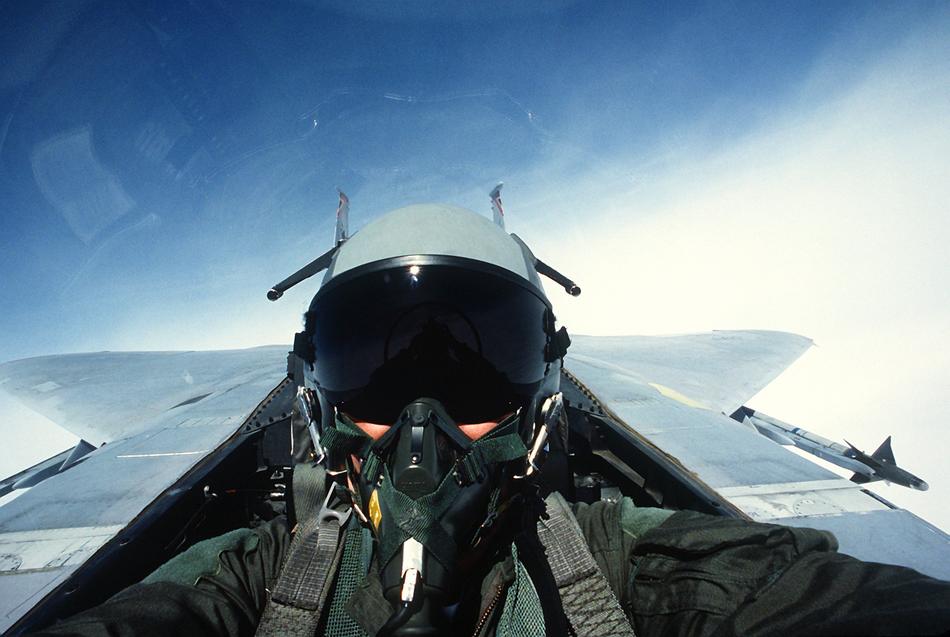 uniformed Pilot of Fighter Jet