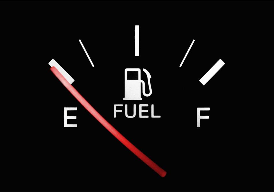 Red, black and white sign of petrol