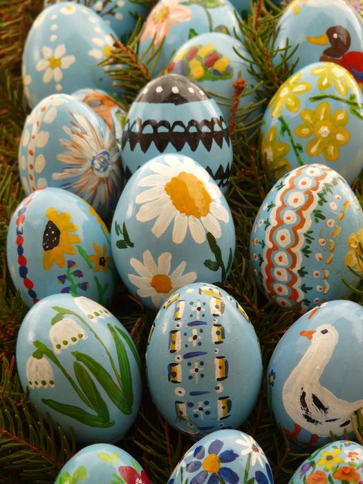 Easter Eggs Painted in rustic style