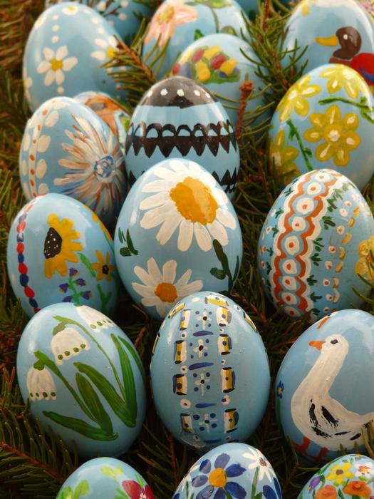 Easter Eggs Painted in rustic style