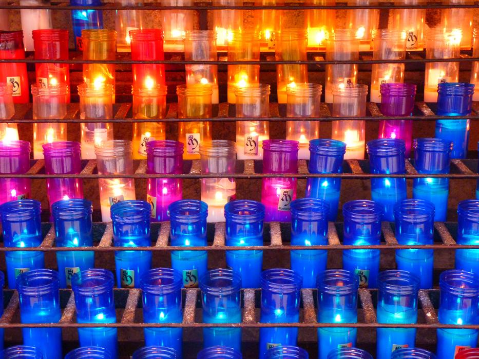 Beautiful and colorful candles with lights