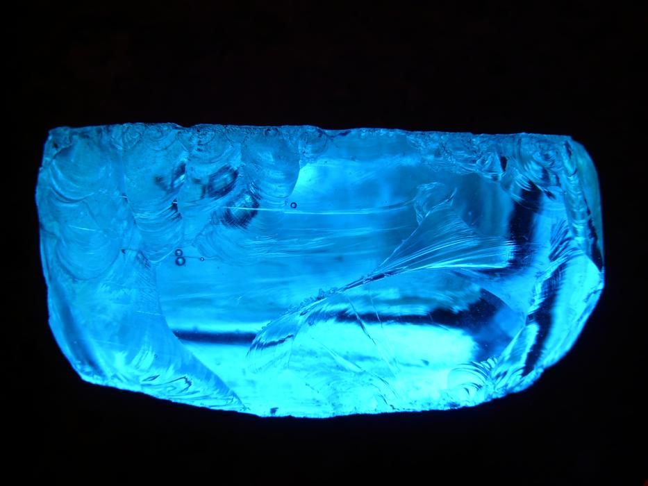 blue ice on the black background
