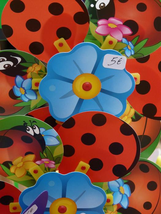 pile of Pinwheels in Flower and Ladybug shape
