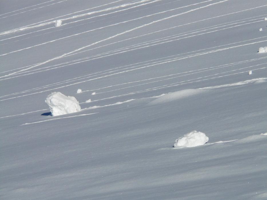 snowy boulders on the slope
