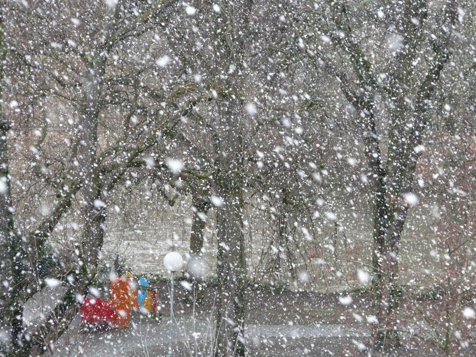 snow storm in city