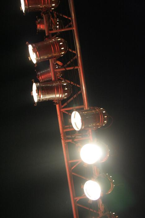 spotlights on the metal structure