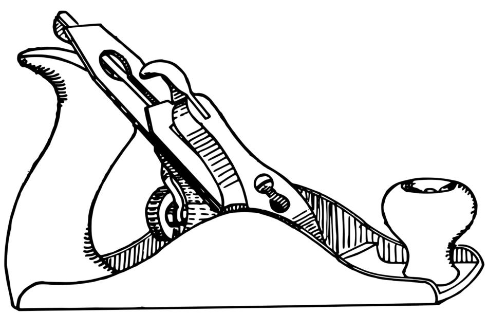 clipart of drawn black and white lathe tool on white background