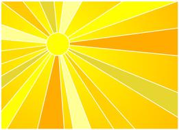 sun with golden, yellow and orange beams, drawing