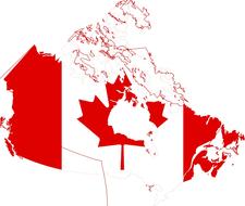 drawn Canada flag on a map
