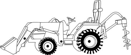 tractor with attachments, drawing