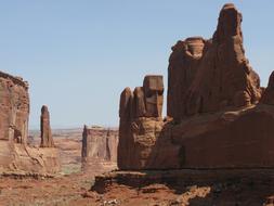 Beautiful and colorful Arches Np, in Utah, Southwest USA, at blue sky on background