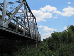 landscape of Steel Old Bridge and trees