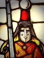 Knight painting on stained Window Glass