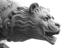 stone lion head on a building in Ulm
