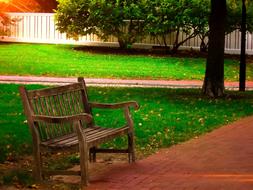 Bench Wooden green garden