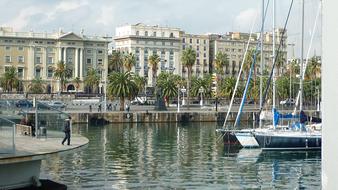 Barcelona Port and person