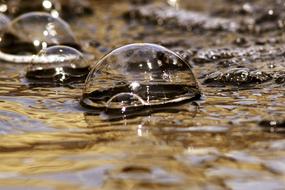 transparent water bubbles close up