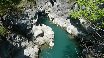 Lechfall, man-made waterfall on rock, germany, Fussen