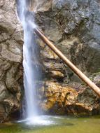 log on the waterfall