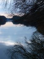 twilight over the calm water of the Danube