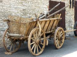 wooden cart near the building